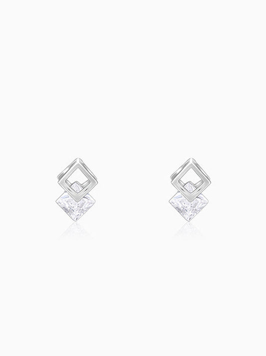 Silver Quadrangle Earrings
