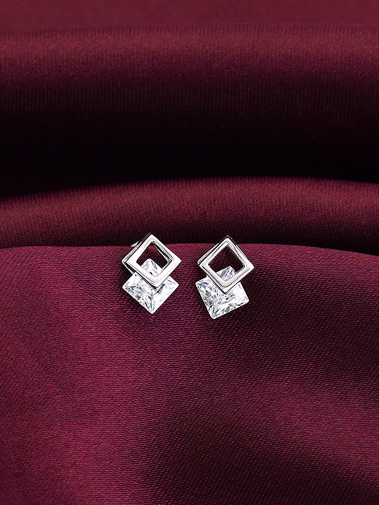 Silver Quadrangle Earrings