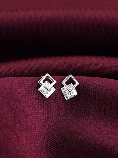Silver Quadrangle Earrings