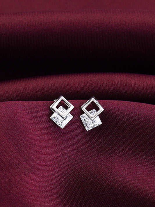 Silver Quadrangle Earrings