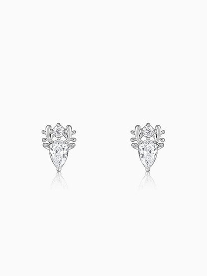 Silver Zirconia Deer Earrings