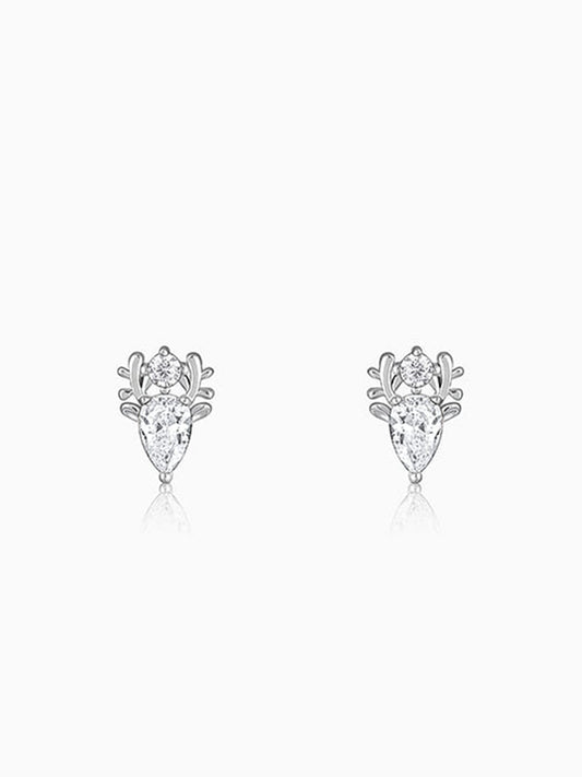Silver Zirconia Deer Earrings
