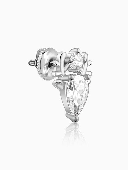 Silver Zirconia Deer Earrings