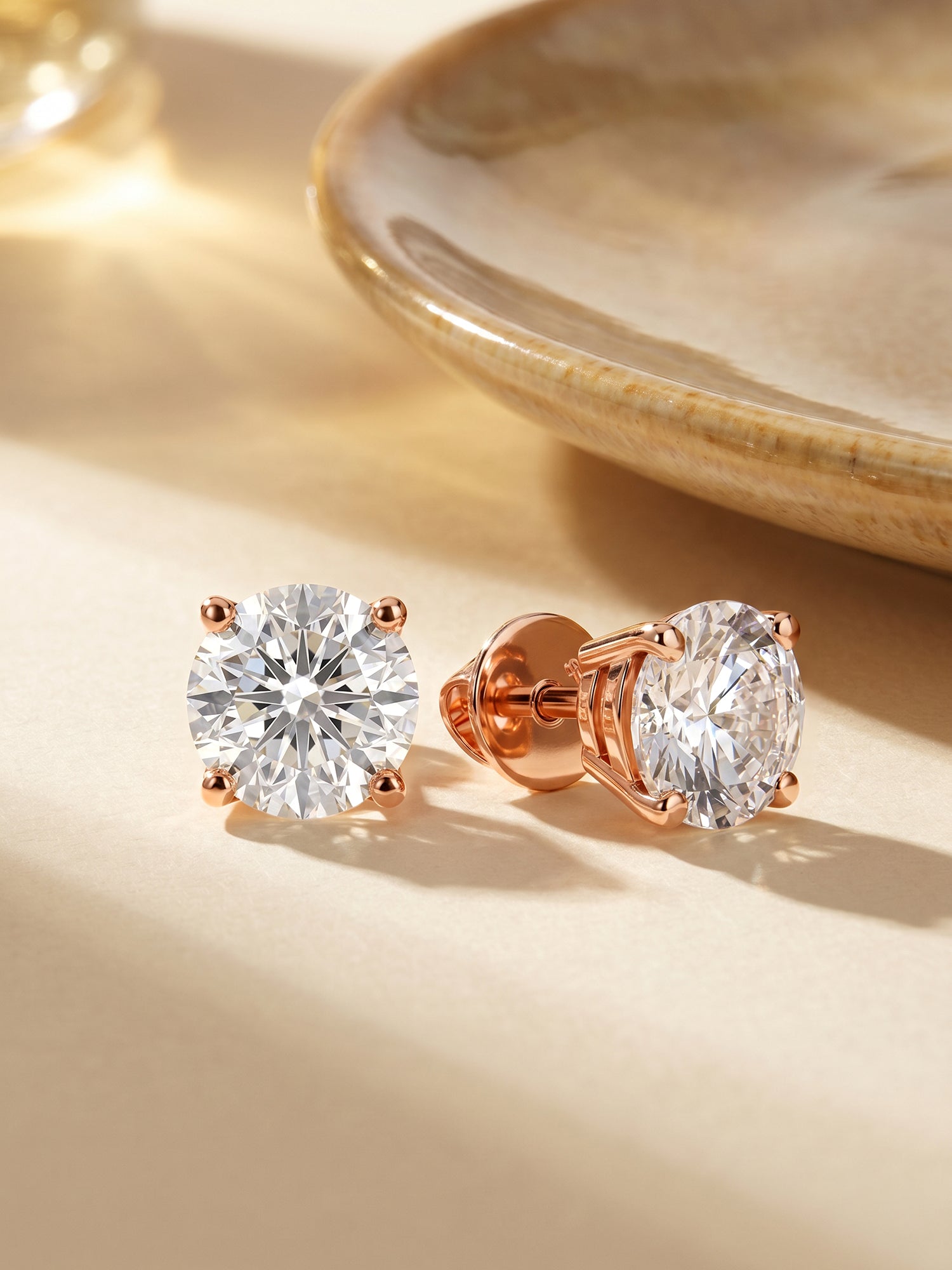 Rose Gold Classic Zircon Earrings