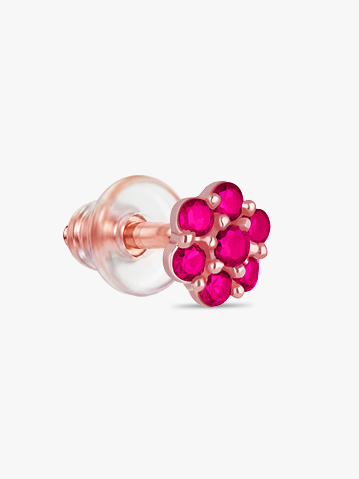 Rose Gold Magenta Flower Stud Kids Earrings
