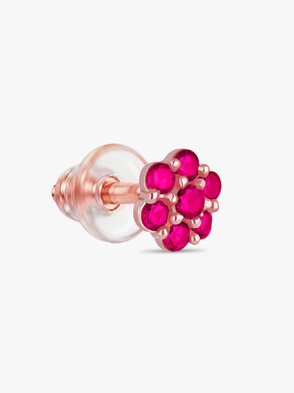 Rose Gold Magenta Flower Stud Kids Earrings