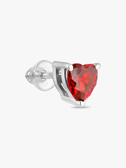 Silver Valentine Heart Stud Earrings