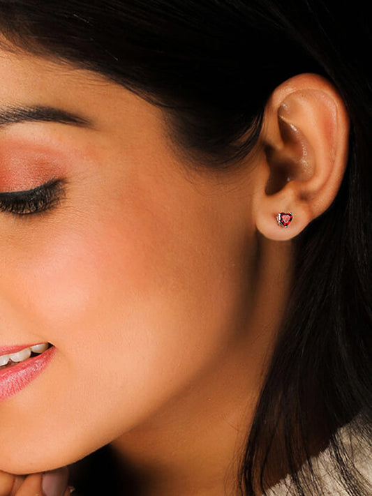 Silver Valentine Heart Stud Earrings