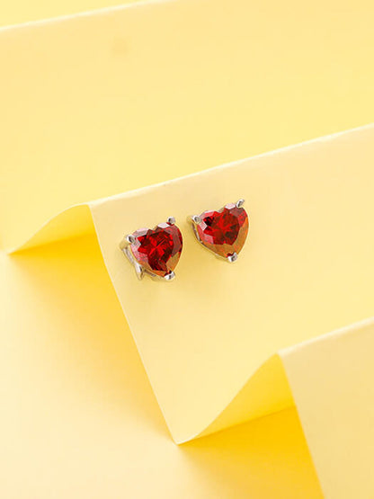 Silver Valentine Heart Stud Earrings