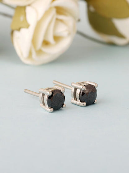 Silver Black Lover Stud Earrings