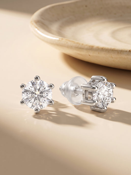Silver Zircon Bubble Stud Earrings