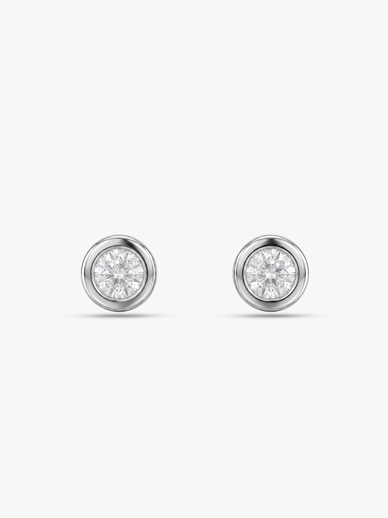 Silver Zircon Bezel Stud Earrings