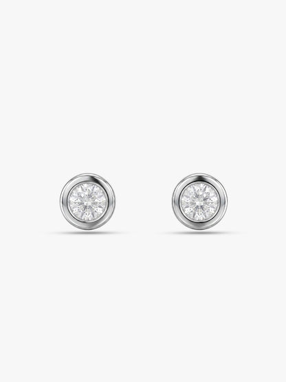 Silver Zircon Bezel Stud Earrings