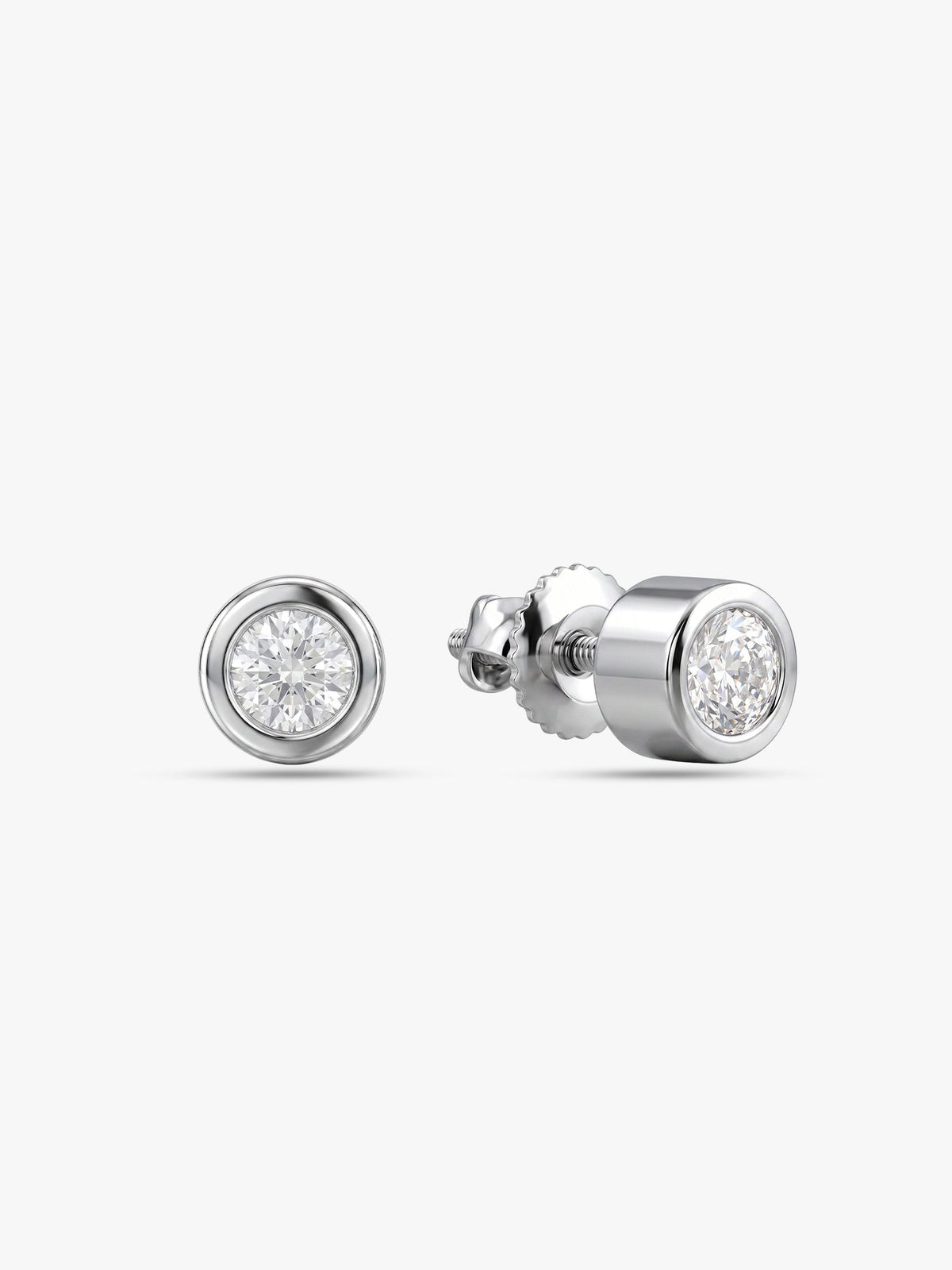 Silver Zircon Bezel Stud Earrings