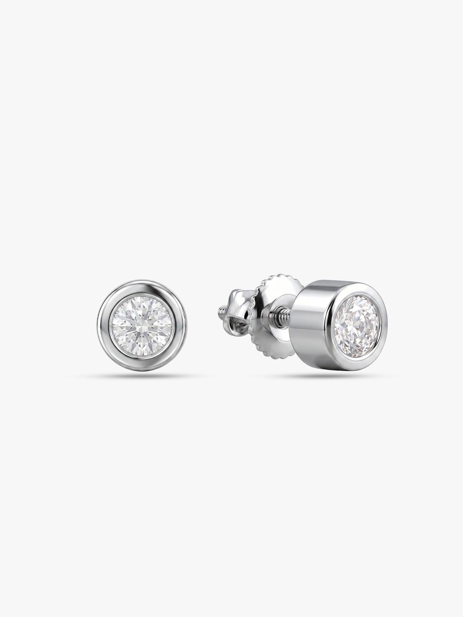 Silver Zircon Bezel Stud Earrings