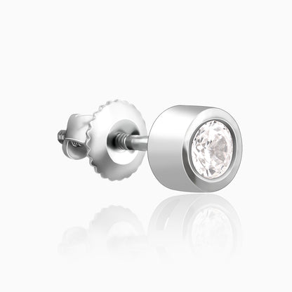 Silver Zircon Bezel Stud Earrings