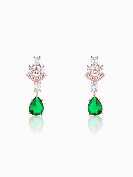 Rose Gold Emerald Drop Earrings