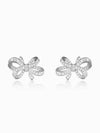Silver Zircon Floral Knot Earrings