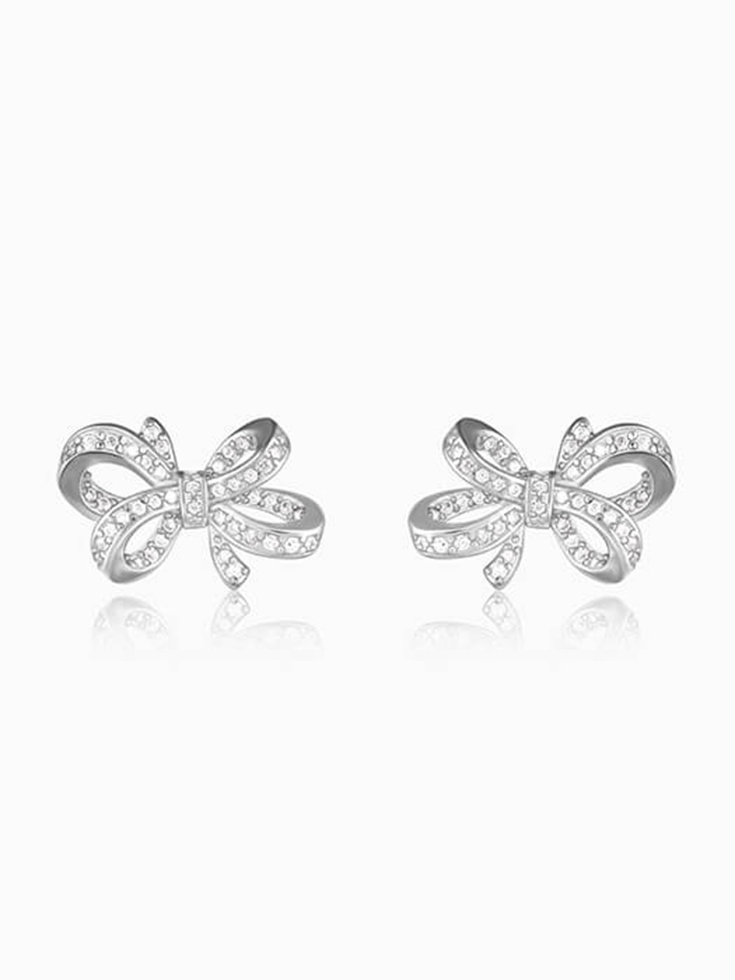 Silver Zircon Floral Knot Earrings