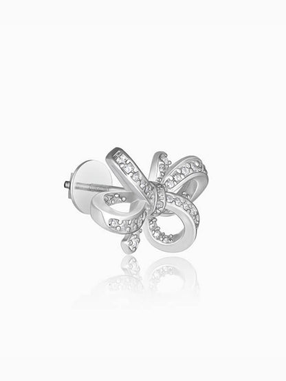 Silver Zircon Floral Knot Earrings