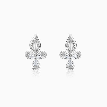 Silver Iris Flower Earrings