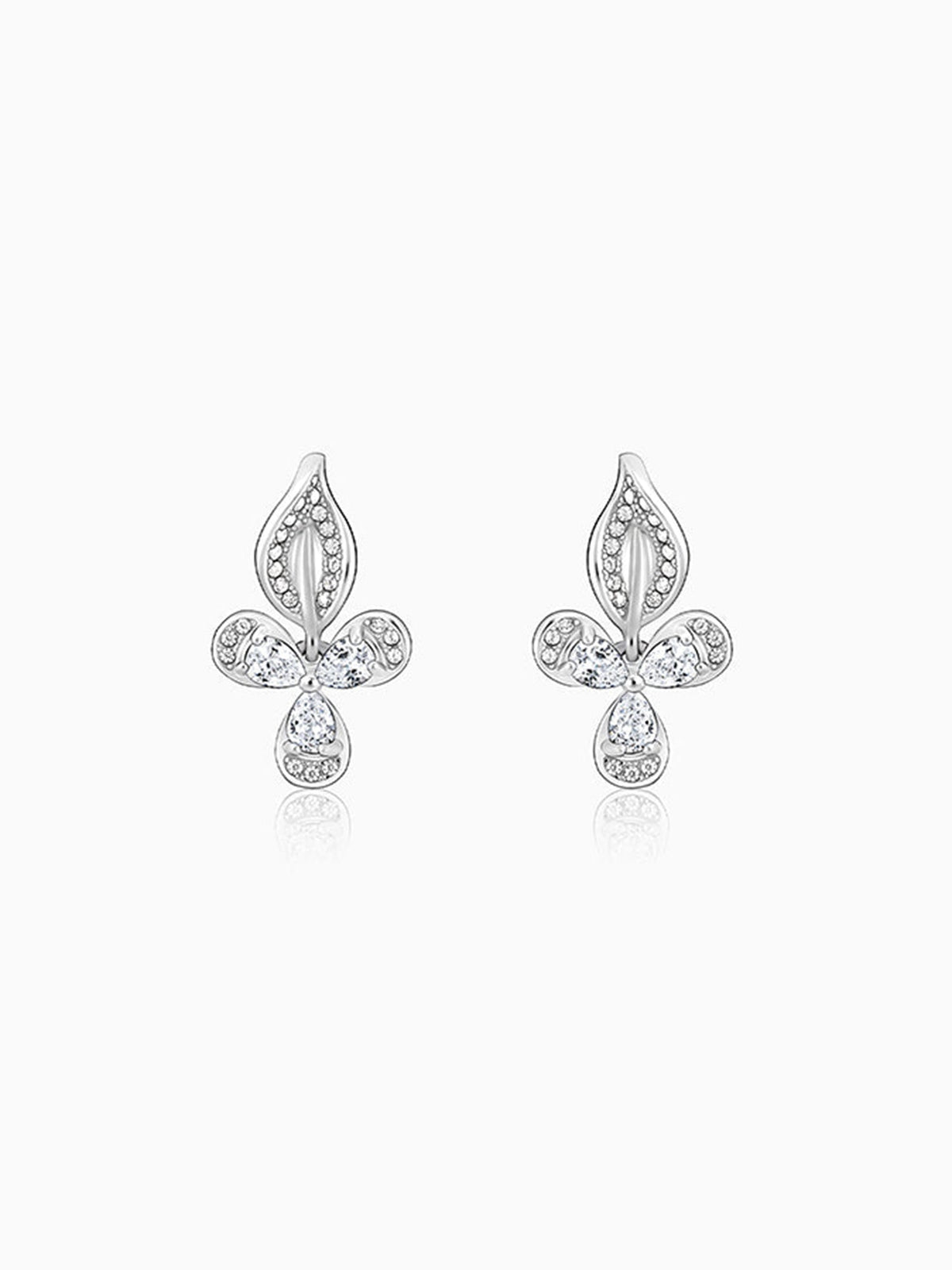 Silver Iris Flower Earrings
