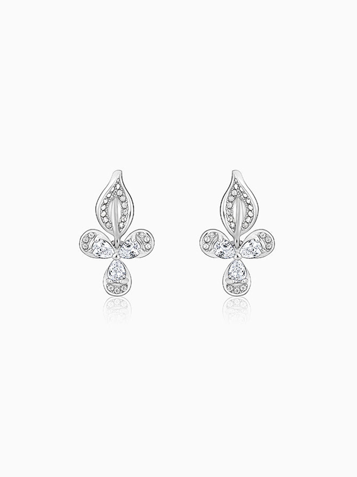 Silver Iris Flower Earrings
