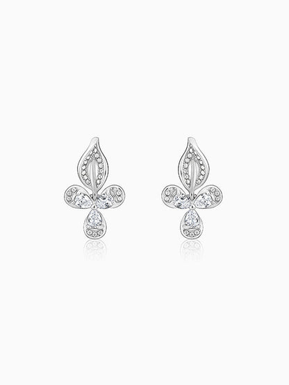 Silver Iris Flower Earrings