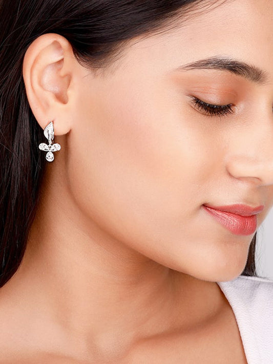 Silver Iris Flower Earrings