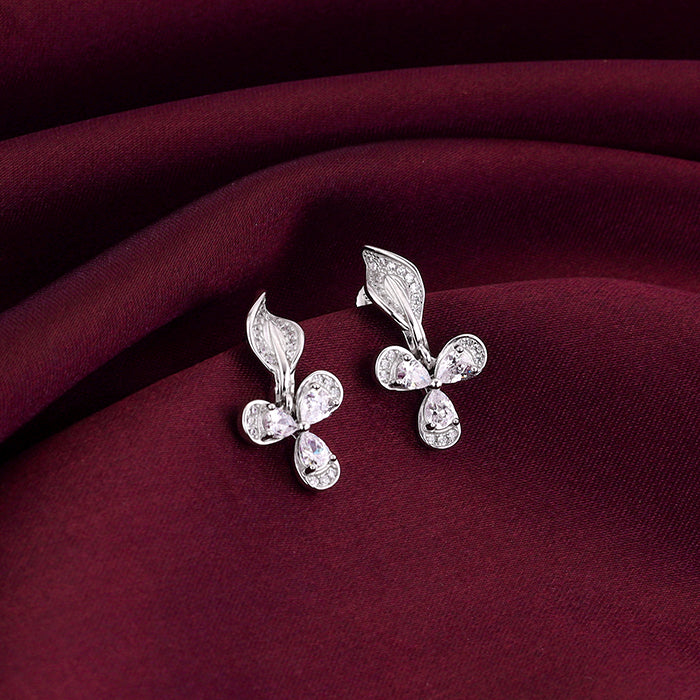 Silver Iris Flower Earrings