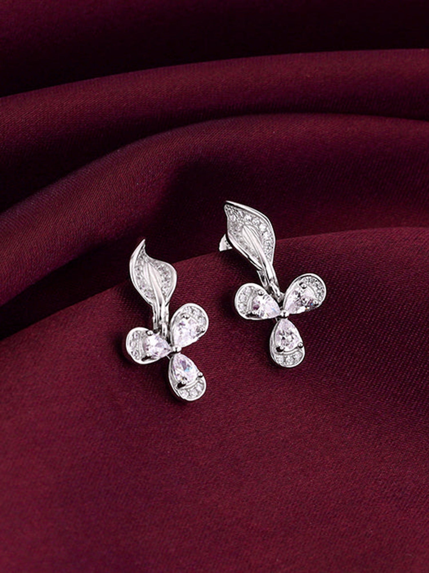 Silver Iris Flower Earrings