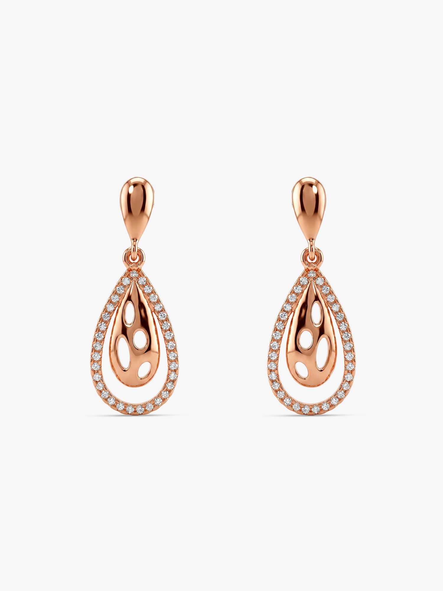 Rose Gold Intricate Teardrop Earrings