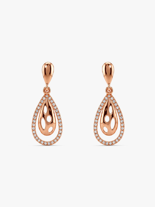 Rose Gold Intricate Teardrop Earrings
