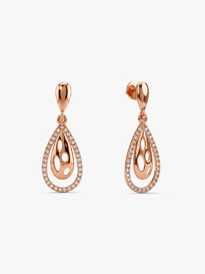 Rose Gold Intricate Teardrop Earrings
