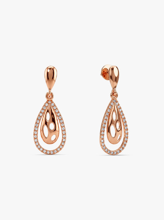 Rose Gold Intricate Teardrop Earrings
