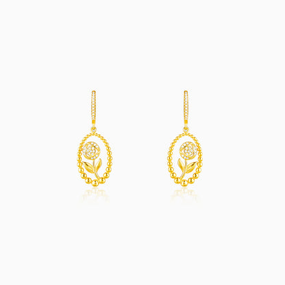 Golden Rosy Romance Earrings
