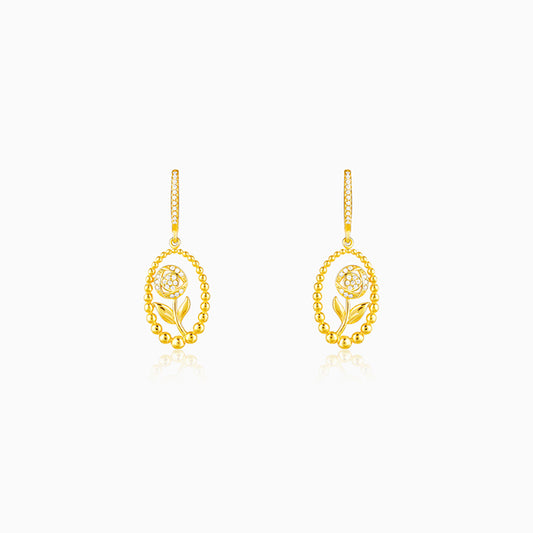 Golden Rosy Romance Earrings