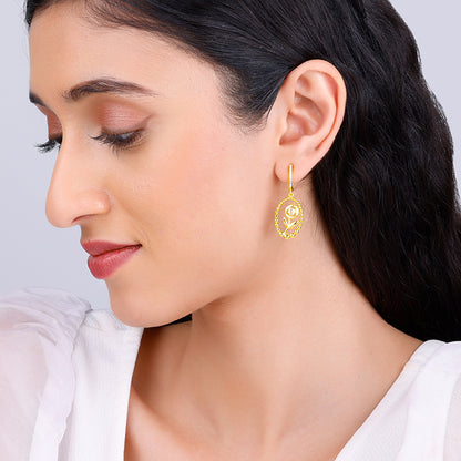 Golden Rosy Romance Earrings