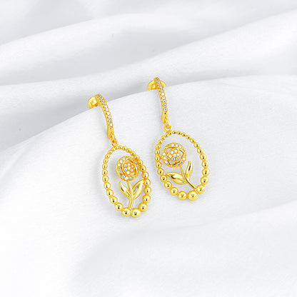 Golden Rosy Romance Earrings