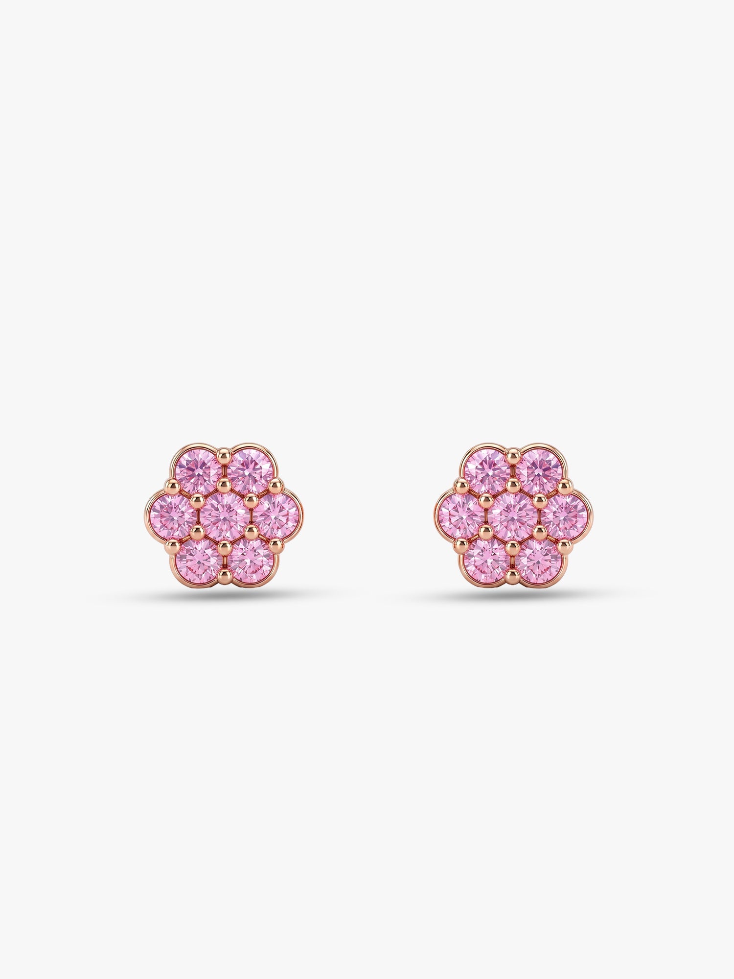 Rose Gold Baby Pink Flower Stud Kids Earrings