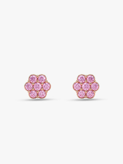 Rose Gold Baby Pink Flower Stud Kids Earrings