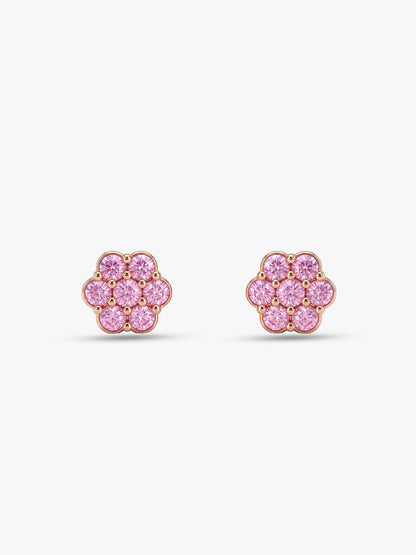 Rose Gold Baby Pink Flower Stud Kids Earrings