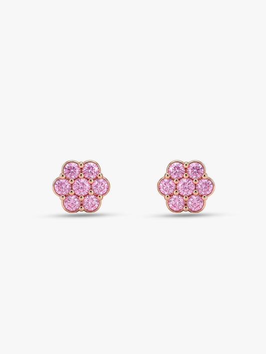 Rose Gold Baby Pink Flower Stud Kids Earrings