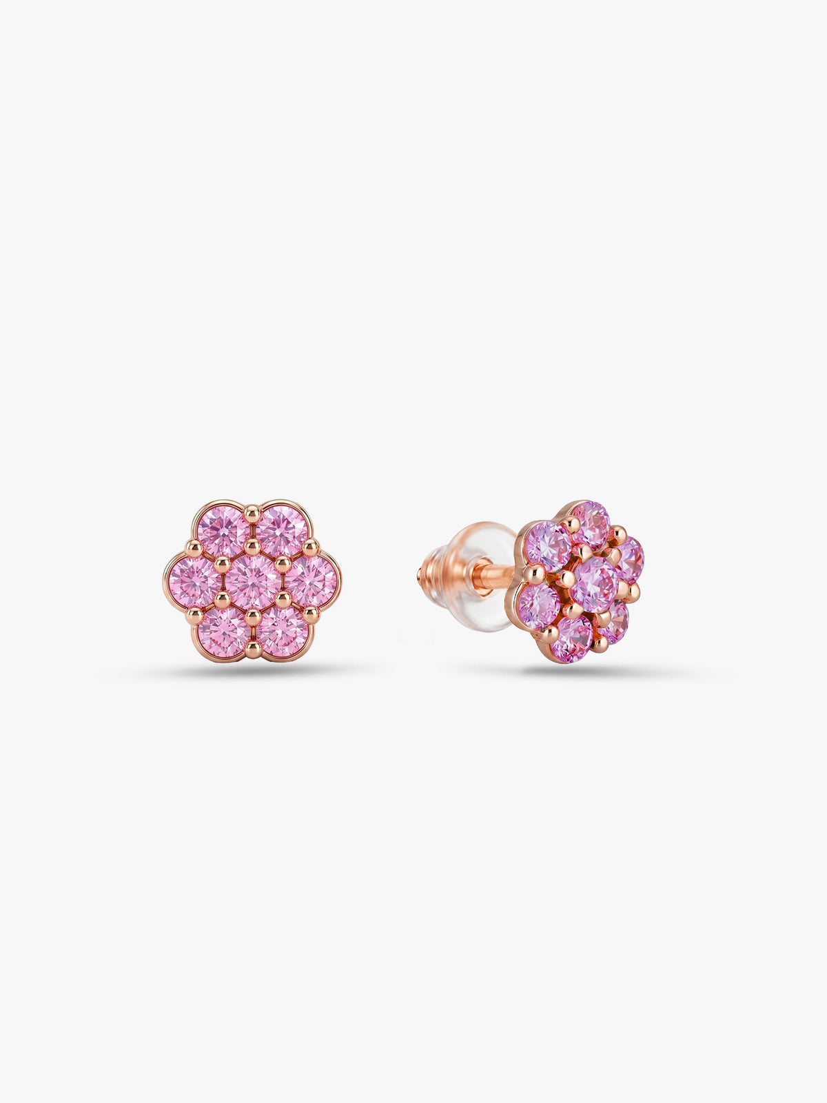 Rose Gold Baby Pink Flower Stud Kids Earrings