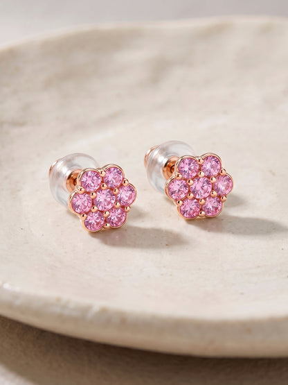 Rose Gold Baby Pink Flower Stud Kids Earrings
