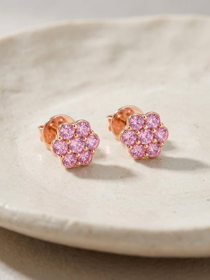 Rose Gold Baby Pink Flower Stud Kids Earrings