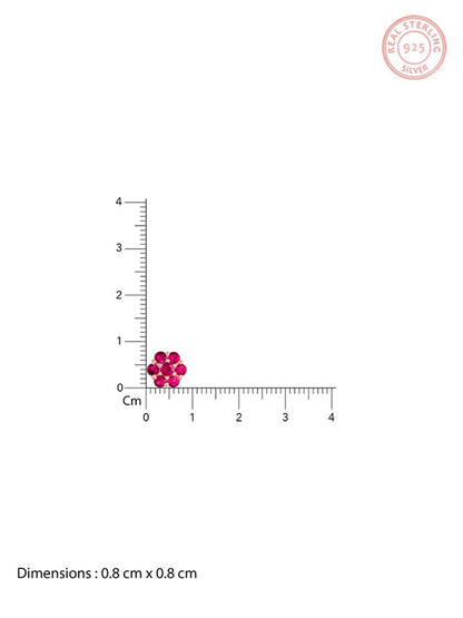 Rose Gold Magenta Flower Stud Earrings