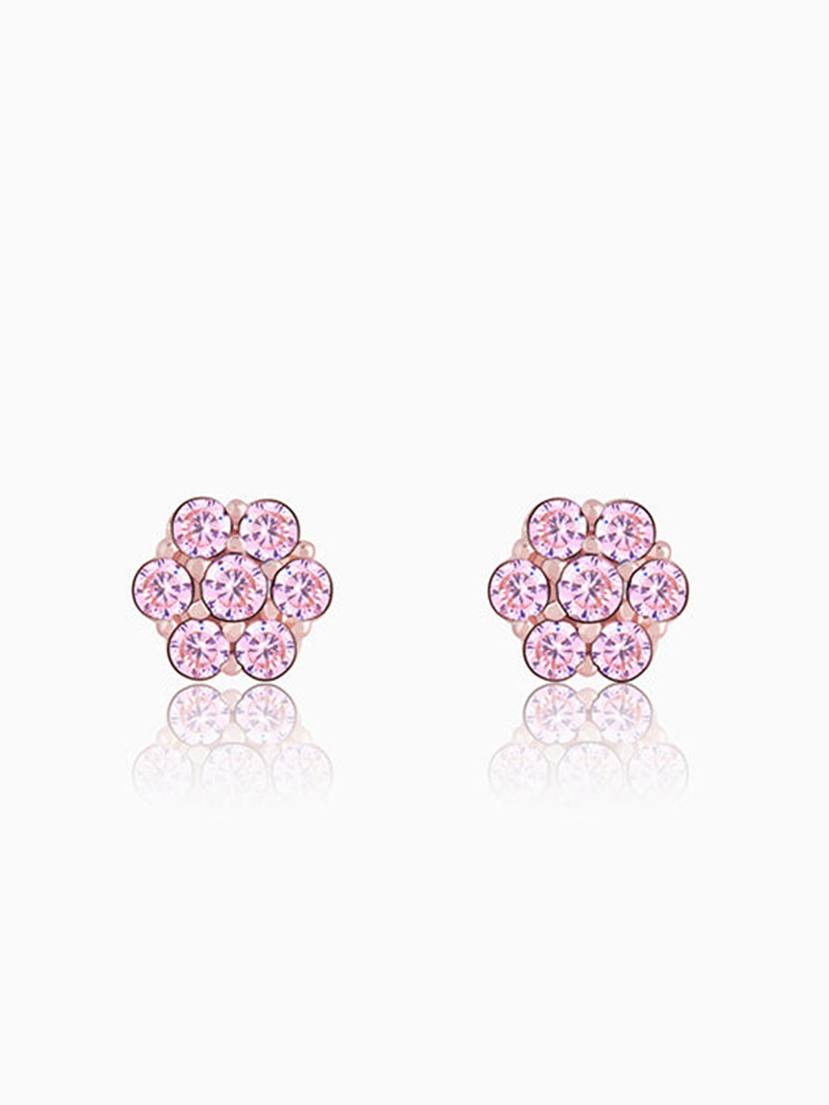 Rose Gold Baby Pink Big Flower Stud Earrings