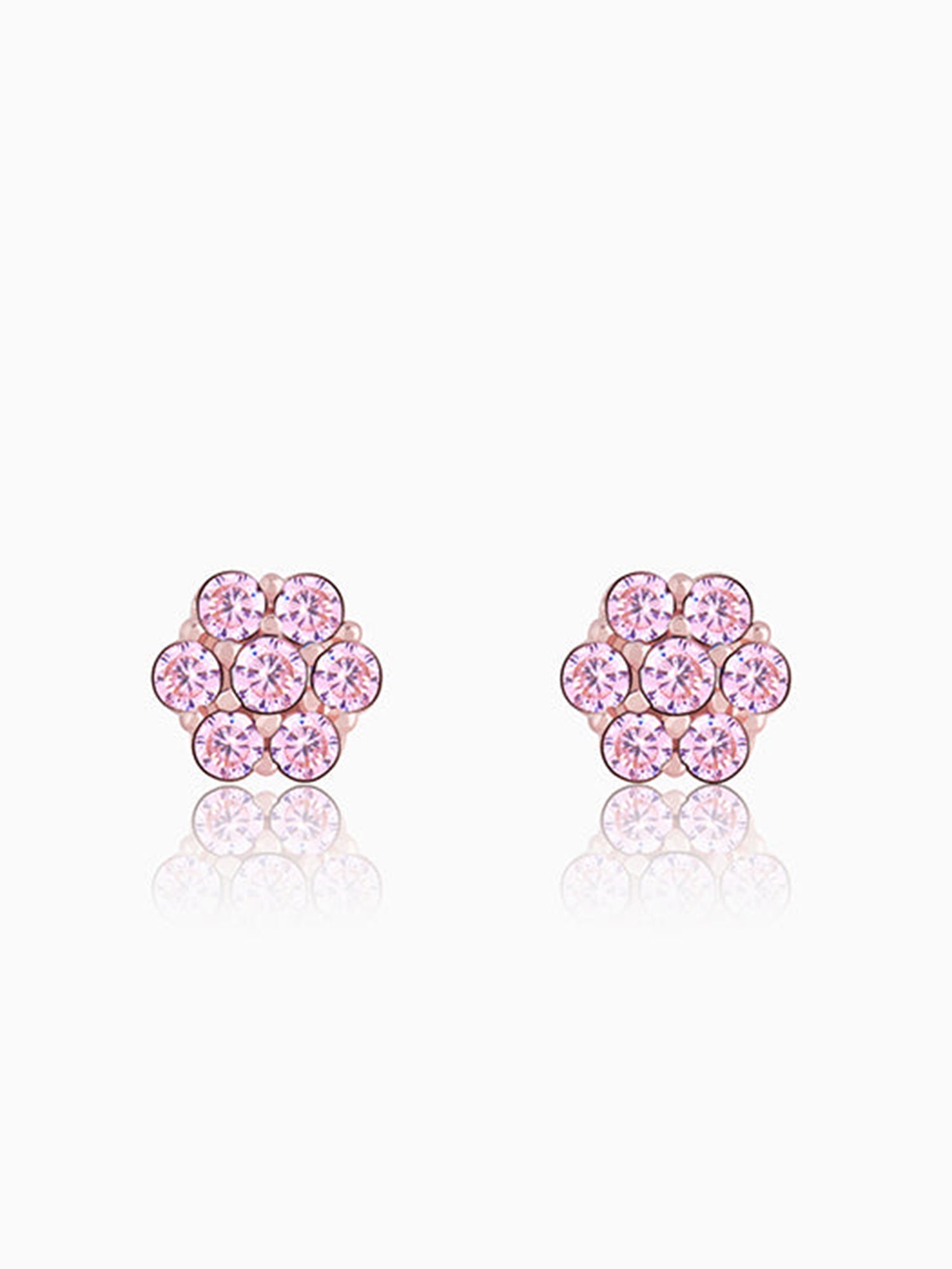 Rose Gold Baby Pink Big Flower Stud Earrings