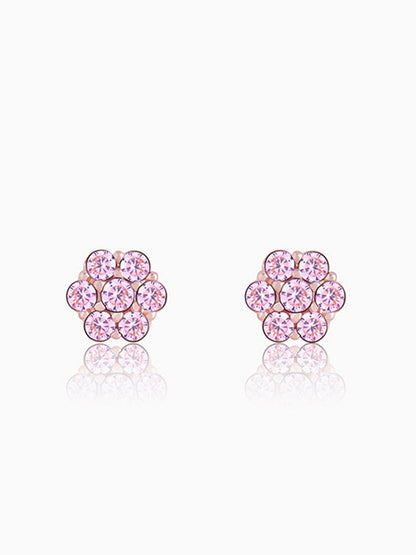 Rose Gold Baby Pink Big Flower Stud Earrings